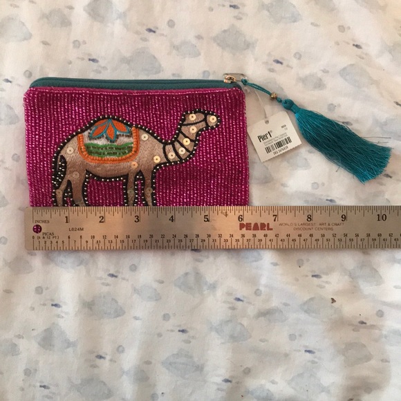 NWT Beaded Camel Zipper Pouch - Picture 1 of 5